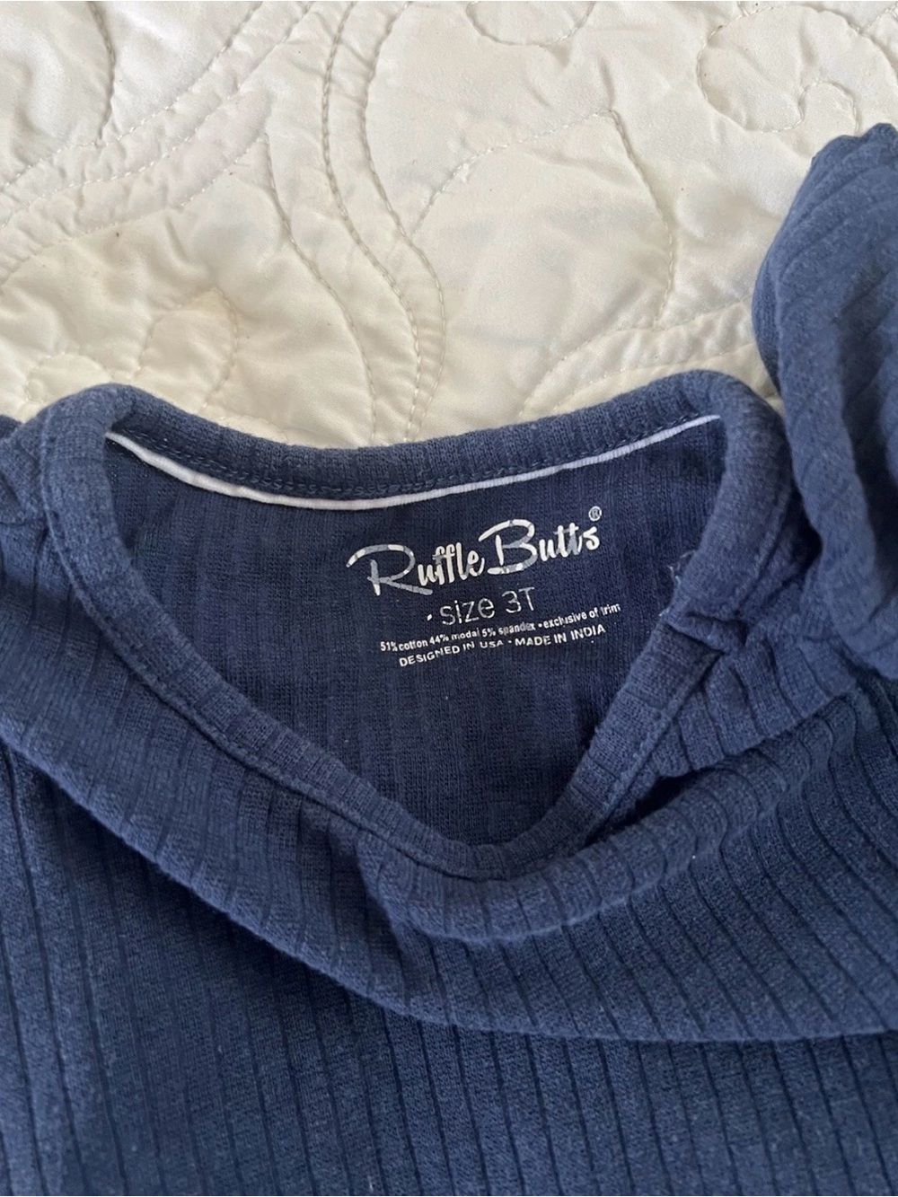 RuffleButts Navy Ribbed Ruffle Set - Picture 4 of 4